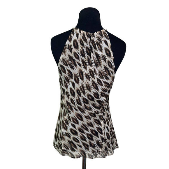 Ann Taylor brown silk animal print sleeveless blouse size 2 - Picture 2 of 8